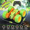 SpringFlower Remote Control Car Toy for Boys 3 4 5 6 7 8 Years Olds, Rechargeable Dinosaur RC Cars,360° Flip Double Sided RC Stunt Cars with Led Light,Dinosaur Toys for Kids Birthday Xmas Gifts,Green