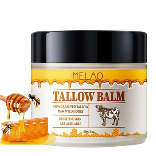 gcdat Whipped Beef Tallow and Honey Balm, Grass Fed Grass Finished Face Cream for All Skin Types - Grass-Fed Beef Tallow & Raw Wild Honey Blend - All-Natural Moisturizer for Face & Body, 2 OZ