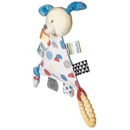 Taggies Teething Toys Baby Rattle Portable Triangle Activity Toy with Sensory Tags, 6-Inches, Puppy