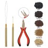 Hair Extensions Tool Kit I-tip Hair Extension Pliers Pulling Hook Bead Device Tool Kits and 500 Pcs 5 mm Micro Links Rings Beads (Dark Blonde)