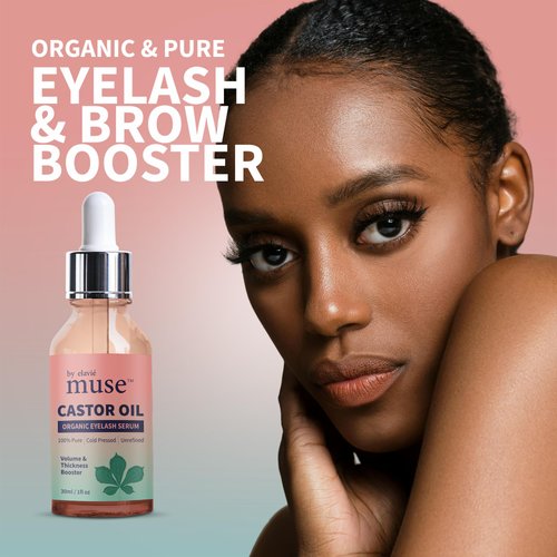 Muse by Elavié Organic Castor Oil Eyelash & Brow Serum – 100% Pure, Cold-Pressed, Hexane-Free Conditioning Oil for Fuller-Looking Lashes & Brows