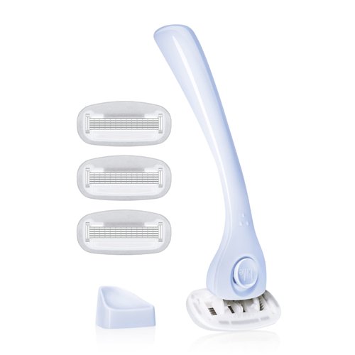 Billie Razors for Women Shave Kit – Women’s Razor + 4 x 5-Blade Razor Refills + Magnetic Holder – Cool Blue