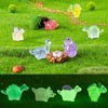104Pcs Luminous Mini Resin Animals Mini Animals Figures to Hide Miniature Figurines Glow in Dark Ducks Dinosaurs Frogs, 7 Combination Sets for Landscape Dollhouse Decor Fairy Garden Accessories