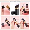 Tessco 2 Pcs Retractable/Nonretractile Kabuki Brush Angled Foundation Makeup Brushes Portable Travel Bronzer Blush Brush with Cover for Blush Bronzer Buffing Loose Powder Cream(Classic Style)