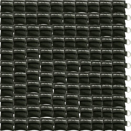 100pcs CPR Face Shield Mask Keyring Emergency Kit Rescue Face Shields for First Aid or CPR Training (Black-100)