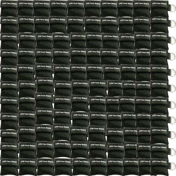 100pcs CPR Face Shield Mask Keyring Emergency Kit Rescue Face Shields for First Aid or CPR Training (Black-100)