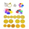 Kayzyue Pirate Treasure Chest Toy Box Pirate Treasure Gems Jewelry Gold Coins,Halloween Pirate Themed Cosplay Party Favors Decoration Storage Pirate Role Play Treasure Hunting Game - 172 Pcs