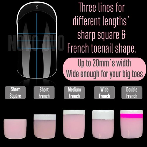 NOVO OVO 300 Pcs Toe Dual Nail Forms for Poly Gel Toenail Extension, Reusable Full Cover Molds for French Tip Acrylic Toenails, Nail Art Design Molds for Pedicure, for Salon & DIY at Home 15 sizes