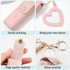 DIYBravo 2 pcs Lipstick Cases Keychain Chapstick Case Holder Lip Balm Sleeves Pouch with Mirror Heart Shaped, Portable Leather Lip Gloss Mini Bags Stocking Stuffers (pink+turquoise)