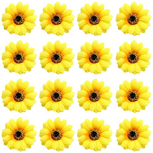 Lawie 16 Pack Artificial Fake Yellow Small Daisy Sunflower Hair Clips Floral Hairpins Alligator Barrettes Brooches Pins Wedding Hawaiian Party Silk Flower Headpiece Holiday Decoration for Women Girls