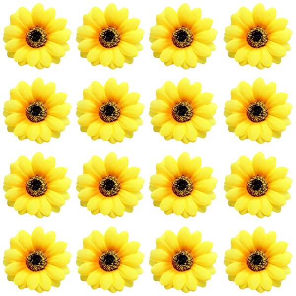 Lawie 16 Pack Artificial Fake Yellow Small Daisy Sunflower Hair Clips Floral Hairpins Alligator Barrettes Brooches Pins Wedding Hawaiian Party Silk Flower Headpiece Holiday Decoration for Women Girls