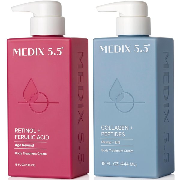 Medix 5.5 Retinol & Collagen Cream Set - Moisturizer for Face & Body, Firming Lotion Reduces Sagging, Cellulite, Sun Damage - 2PC Bundle for Women