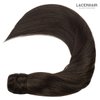 Lacer Human Hair Ponytail Extension Wrap Around with Magic Paste Dark Brown Ponytail Hair Extensions Real Human Hair Clip on Ponytails for Black Women 18 Inch 80g