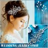 44 Pieces Wedding Hair Comb Faux Pearl Crystal Bride Hair Accessories Hair Side Comb Clips U-shaped Flower Rhinestone Pearl Hair Clips for Bride Bridesmaid (Elegant Style)