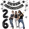 Miidenks 26th Birthday Decorations for Men Women, Black White and Silver Happy 26 Birthday Party Decorations Set with Birthday Balloons 26 Birthday Banner Star Black Cake Topper for Him Her