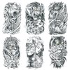 Oottati 6 Sheets Arm Waterproof Temporary Tattoos Wolf Maria Cross Women Tiger Flower India Lion Skull