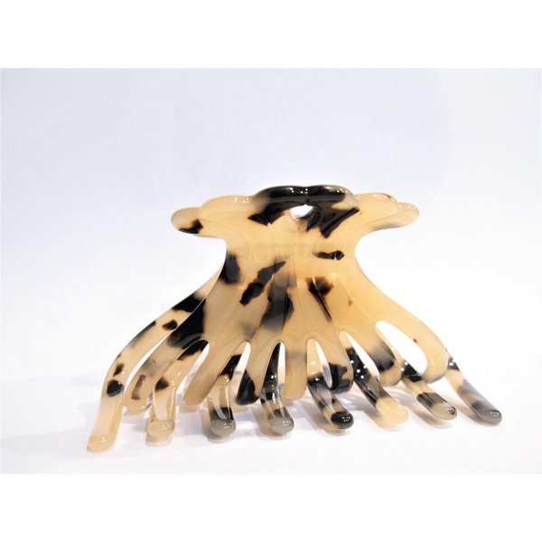Generic Black tan beige marbled hair claw clip medium fine hair