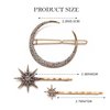 Bartosi Rhinestone Moon Hair Clips Gold Star Hairpins Crystal Decorative Bobby Pins Retro Bride Wedding Hair Pins Side Clip Hair Accessories for Women and Girls (Pack of 3)