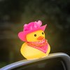 wonuu Cute Yellow Rubber Duck with Light Glowing Rubber Ducks with Pink Heart-Shaped Sunglasses Bandana Gold Chain Cowboy Hat, Dot White