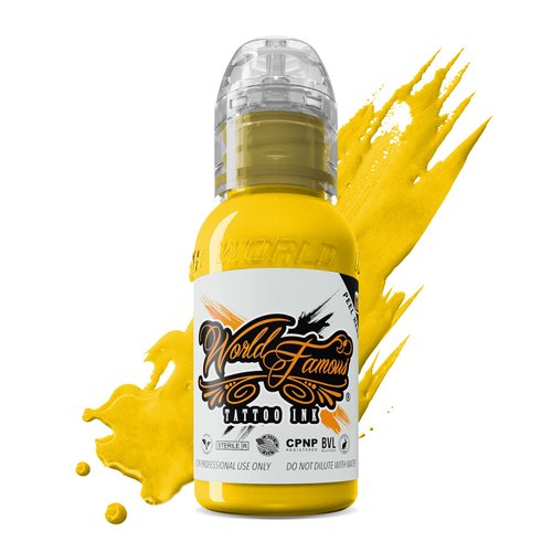 World Famous Tattoo Ink - Canary Yellow Tattoo Ink - Professional Tattoo Ink & Tattoo Supplies - Skin-Safe Permanent Tattooing in Bold Shades - Vegan & Non-Toxic (1 oz)