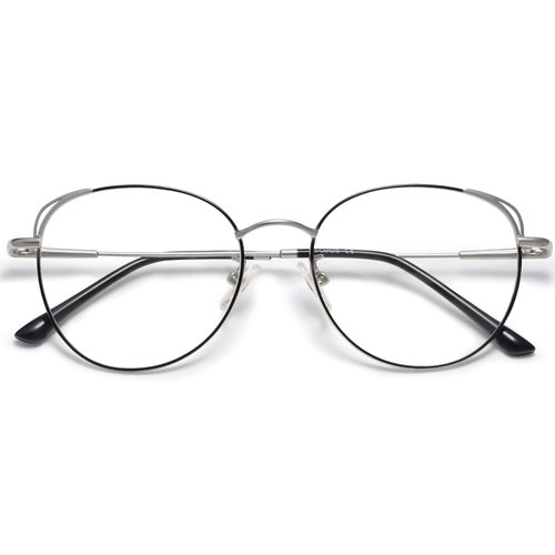 SOJOS Cat Eye Blue Light Blocking Glasses for Woman Hipster Metal Frame Womens Eyeglasses She Young SJ5027, Black&Silver Frame/Anti-Blue Light Lens