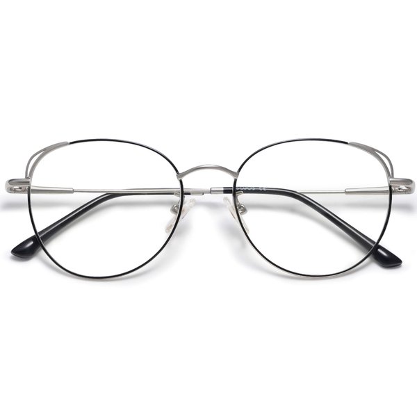 SOJOS Cat Eye Blue Light Blocking Glasses for Woman Hipster Metal Frame Womens Eyeglasses She Young SJ5027, Black&Silver Frame/Anti-Blue Light Lens