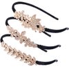 TCOTBE 3 Pcs Crystal Hair Band Fashion Hairbands for Girls Leaf Butterfly Flower Jewelry Rhinestone Hoop Elegant Hair Pieces Bling Wedding Bride Hair Accessory