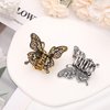 Noverlife 2PCS Vintage Butterfly Hair Claws, Metal Gold Rhinestone Hair Clips, Mini Hair Clips Retro Crystal Hair Jaws, Sparkly Diamond Claw Clips Alloy Fancy Thick Hair Barrette Clamp for Women Girls