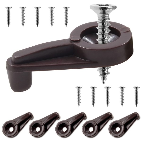 Cionyce 50 Pcs Glass Retainer Clips Brown Glass Door Retainer Clips, 4mm Glass Cabinet Clips with Screw for Fixing Glass Cabinet Doors & Windows, Brown