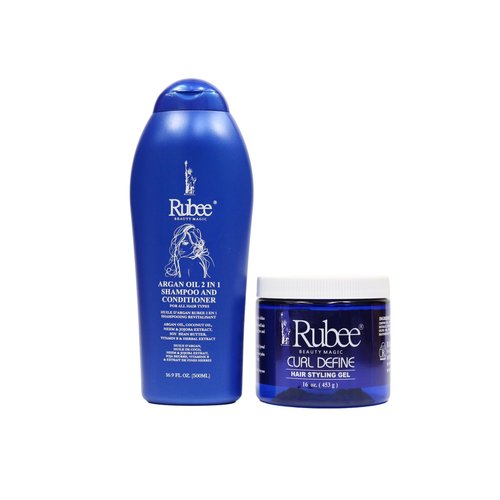 Rubee Shampoo and Conditioner with Hair Gel 16.9oz - Pack of 2 Unisex Hair Styling Gel 16oz with ...