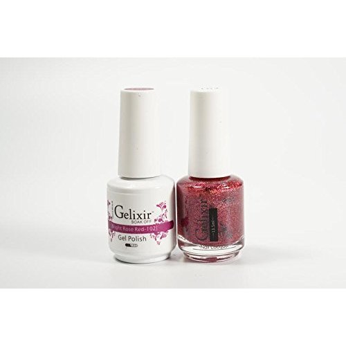Gelixir Duo Matching Gel and Nail Polish, Made in USA. (102-Bright Rose Red)
