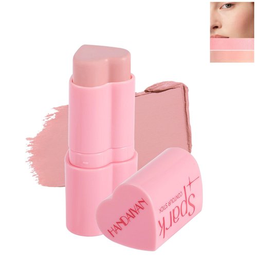 BEUKING Heart Blush Stick, Matte Rouge Stick, Cheek Contour Pen, Long Lasting Water Proof Non-Greasy Smooth, Buildable Lightweight Cream Blush, Easy Application High-Gloss Finish (04#, 0.21 OZ)