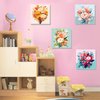 4 Pack Flower Paint by Number for Kids with Wooden Frame-Paint by Numbers for Kids Flowers Ages 4-8-12,Easy Paint with Numbers DIY Acrylic Oil Painting Kits for Home Wall Decor(8X8inch)