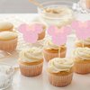Gyufise 36 Pack Mouse Inspired Cupcake Toppers with Pink Bow Pink Glitter Mini Cupcake Picks Decorations for Baby Shower Wedding Kids Birthday Party Supplies