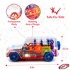 Playee SUV Bump and Go Off Road Vehicle with Moving Gears – Light Up Transparent Toy with Music and LED Lights – 8 Inch Sensory Toy for Toddlers and Kids – Birthday Gift Idea