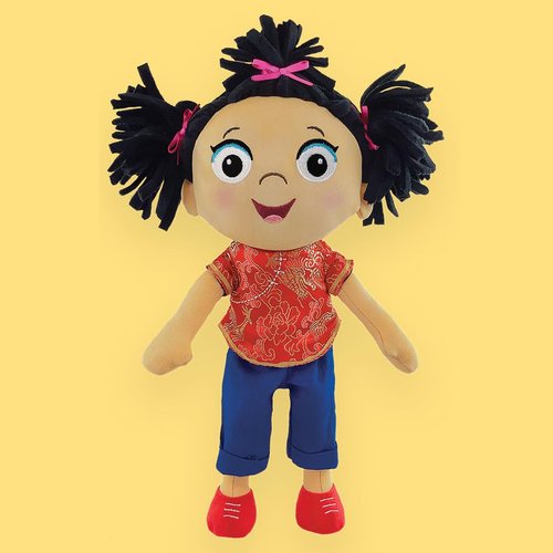 MerryMakers Amy Wu and The Patchwork Dragon Soft Plush Asian Doll, 12-Inches, Based on The Diverse Book Series by Kat Zhang and Illustrated by Charlene Chua