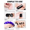 20Pcs Cured Gel Nail Polish Strips, EBANKU Black Adhesive Full Wrap Gel Nail Art Sticker, Waterproof Gel Nail Wrap Stickers with Nail File and Stick（UV/LED Lamp Required）