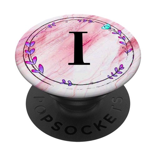 Cell Phone Pop Out Holder,Pink Purple Blue Flower Letter I PopSockets Grip and Stand for Phones and Tablets