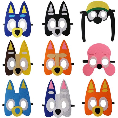 NUOMAN 9 Packs Puppy Dogs Felt Mask for Kids Puppy Dog Theme Party Supplies Decoration Cosplay Dogs Birthday Gift for Children Boys Girls