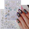 Zoance 20 Sheet 5D Embossed Nail Art Stickers,Luxury Gold Silver Nail Decals Self-Adhesive Metallic Leaves Flower Butterfly French Nail Stripe Line Stickers for Women Salon Home DIY Nail Supplies