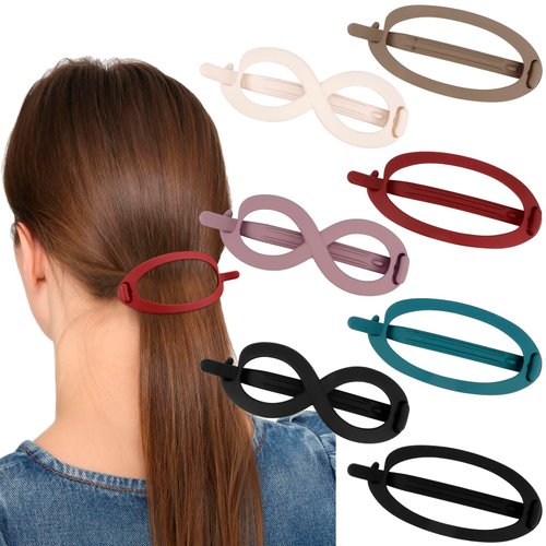 FASOTY 7 PCS Hair Barrettes for Women French Barrette Hair Clips Non Slip French Ponytail Barrette Plastic Oval Twist Clips For Thin Hair Flat Claw Clips For Women Styling Hair Accessories