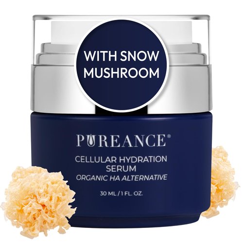 PUREANCE Organic Hydrating Serum for Face - Tremella Mushroom Stimulates Collagen and Cellular Growth, Hyaluronic Acid Serum Enhances Moisture and Nourishes Skin
