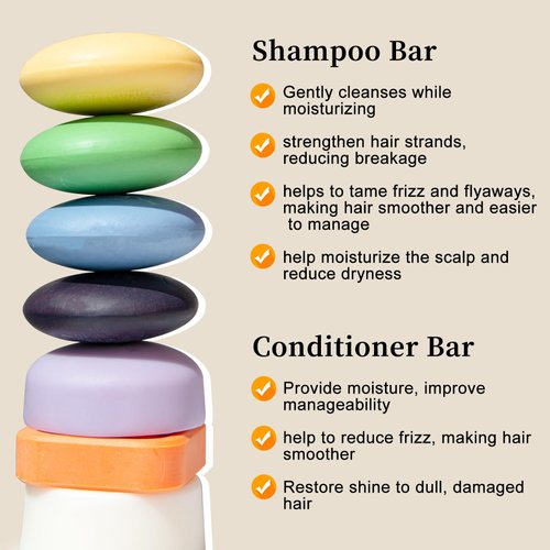 SAPHUS Argan Oil Bar Shampoo and Conditioner Set for Strengthening, Cleansing & Moisturizing Dry & Curly Hair,Travel Size, Zero Waste, 2pc Set