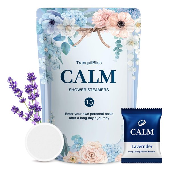 TranquilBliss Shower Steamers-15 Pack Shower Bombs with Lavender Scent, Self-Care Gifts for Women Who Have Everything, Relaxation Birthday Gifts for Women, Valentines Day Gifts for Her