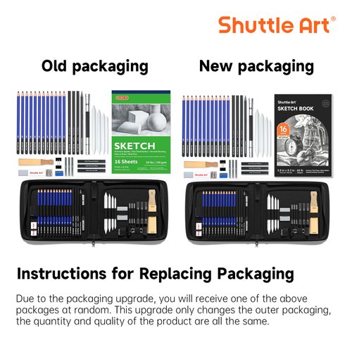 Shuttle Art Sketching and Drawing Pencils Set, 37-Piece Professional Sketch Pencils Set in Zipper Carry Case, Drawing Kit Art Supplies with Graphite Charcoal Sticks Tool Sketch book for Adults Kids