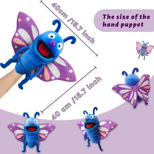 JUSTQUNSEEN Hand Puppet Realistic Plush Puppet 13",Insect Animal Puppets for Kids Insect Stuffed Animal Hand Puppet with Moveable Mouth,Soft Stuffed Insect Puppet Story Toy Puppets Role Play Show Game