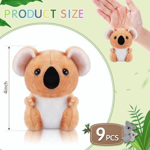 9 Pcs Koala Bear Plush Mini Koala Stuffed Animal Small Koala Bear Keychain Plush Soft Huggable Koala Plush Bulk Toy Forest Stuffed Animals Set for Kids Birthday Party Favors Gifts Award, 4 Inches