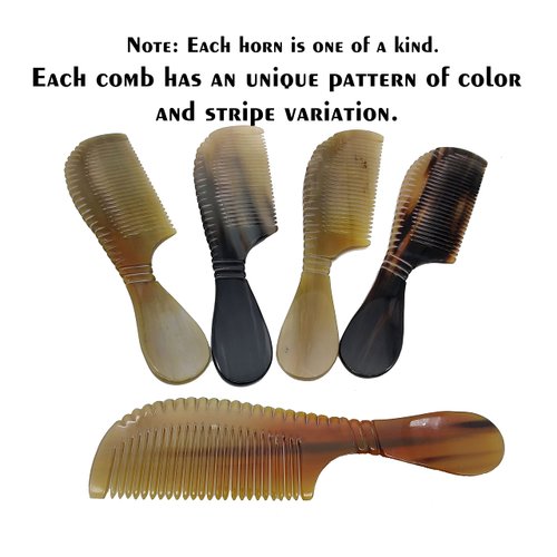 5MOONSUN5's Ox Horn Comb Premium Quality 100% Handmade Anti Static Natural Fine Horn Comb With smooth Handle- Professional Detangling Massage Fine tooth Comb A Great Gift - (9 inch)