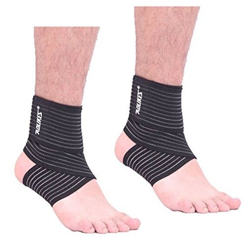 Mcolics (1 Pair Ankle Support Breathable Ankle Foot Brace Compression Wrap Sports Bandage Strap for Running Basketball Ankle Sprain Men Women Running Basketball Football Volleyball (Black)