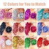 GBZW 12 Colors Body Glitter, Face Glitter, Glitter Makeup, Holiday Party Makeup, Suitable for Body, Hair, Eyeshadow, Nails, Includes 2 Makeup Brushes